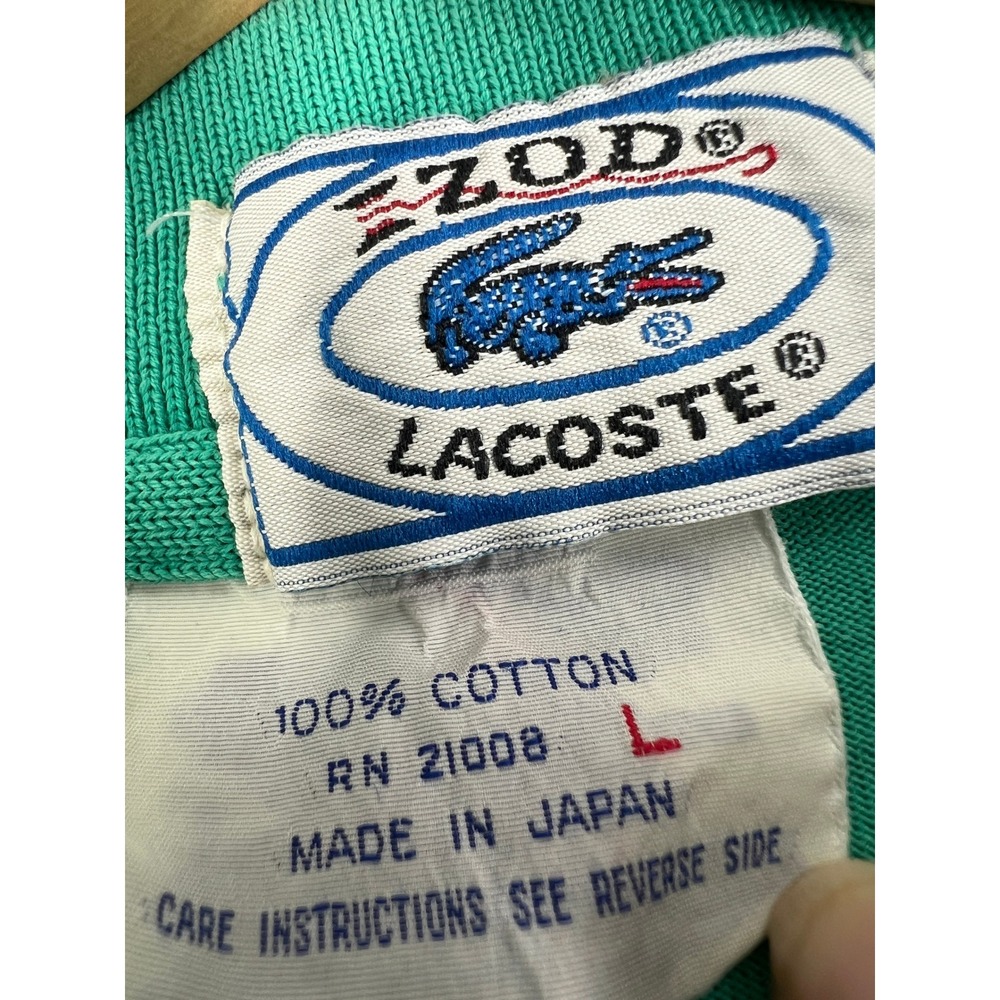 Vintage 80s IZOD Lacoste Polo Shirt Made in Japan Green Cotton Preppy Golf Shirt - Picture 4 of 12